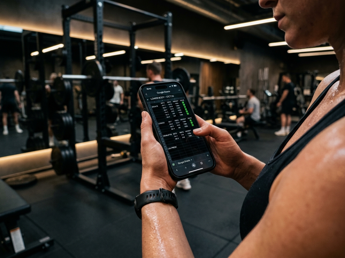 Logging workouts in Google Sheets at the gym